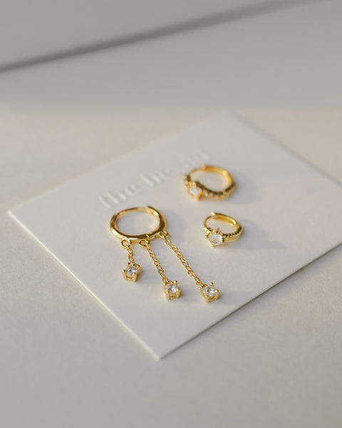 gold plated easy-to-style stackable earrings with zirconia stones for a touch of sparkle to your outfit