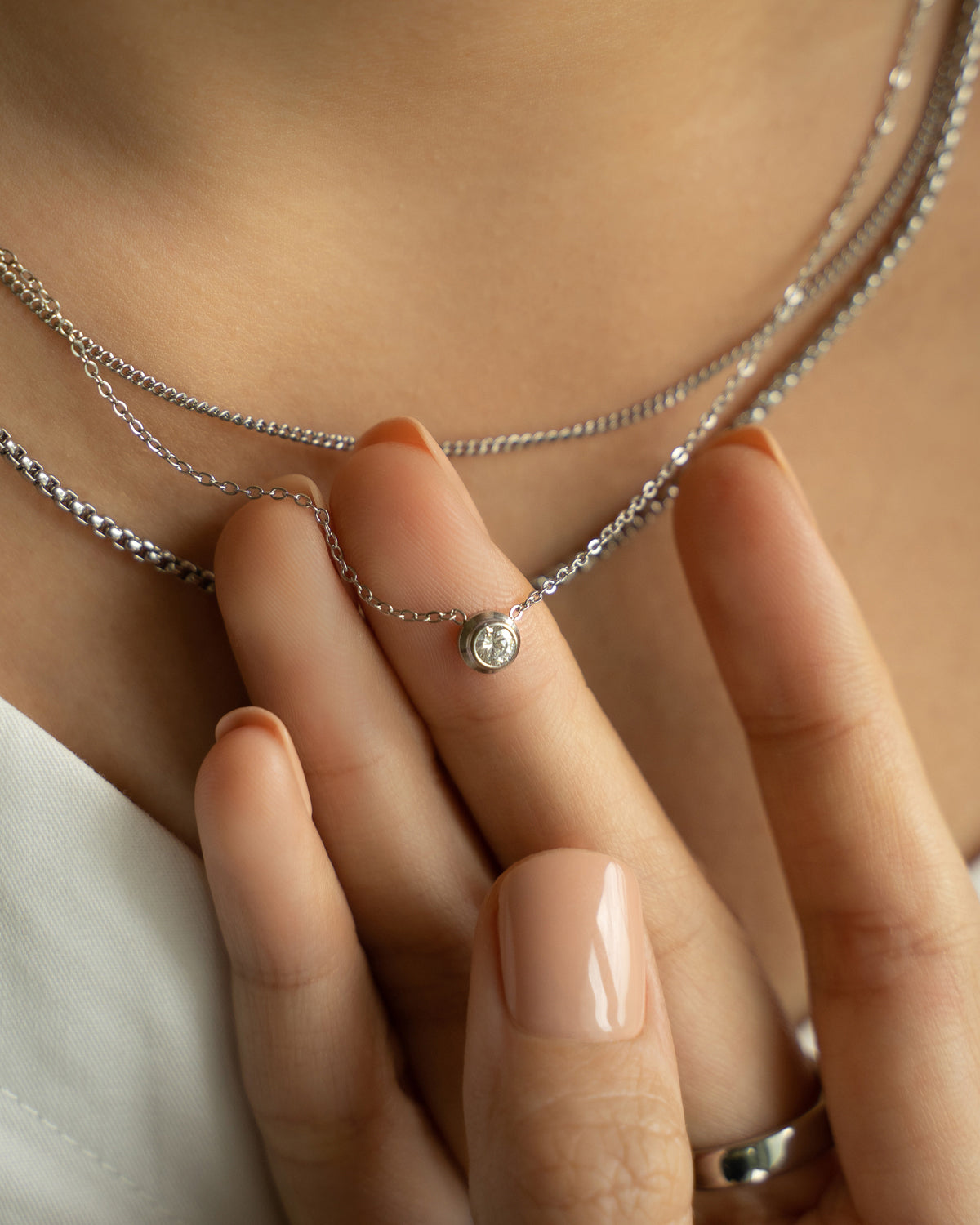 The perfect silver solitaire diamond pendant necklace.